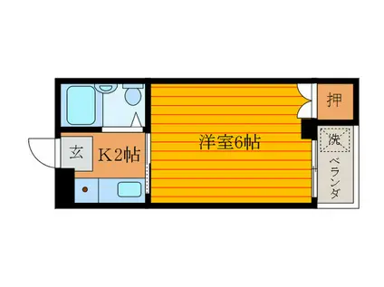 メイソン山本(1K/2階)の間取り写真
