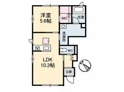 エターニア(1LDK/1階)の間取り写真