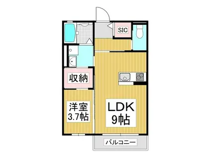 パーシモンハウス(1LDK/1階)の間取り写真