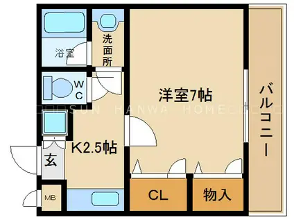 サンルーチェ(1K/1階)の間取り写真