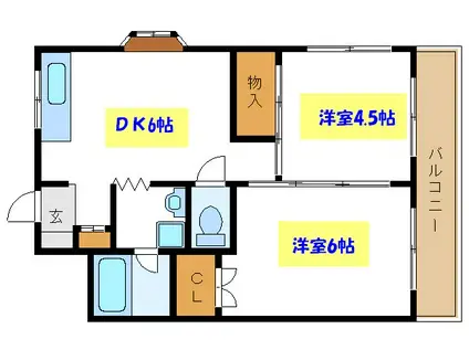 サニーコーポ佐久間ビル(2DK/4階)の間取り写真
