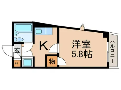 クレストカスガ(1K/3階)の間取り写真