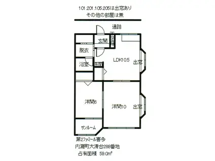 第2ファミール喜多(2LDK/2階)の間取り写真