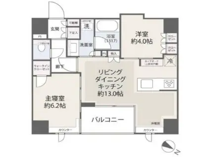 グリーンパーク日本橋堀留町(2LDK/10階)の間取り写真