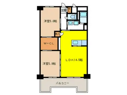 大神第3ビル(2LDK/4階)の間取り写真