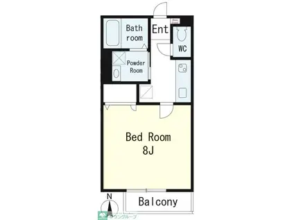 ウェルハイム氷川台(1K/1階)の間取り写真