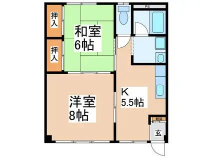 沢マンション(2K/1階)の間取り写真