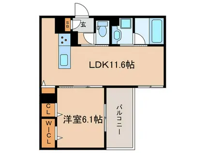 VIVRE立花(1LDK/1階)の間取り写真