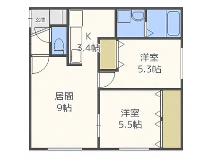ラレーヴィア LA・REVIA(2LDK/3階)の間取り写真