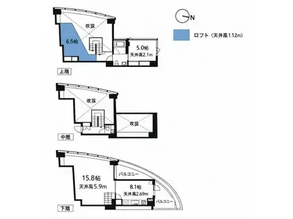 フランプ(2SDK/13階)の間取り写真