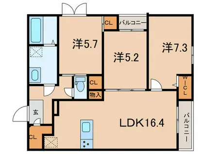 ラ ルーシュ(3LDK/2階)の間取り写真