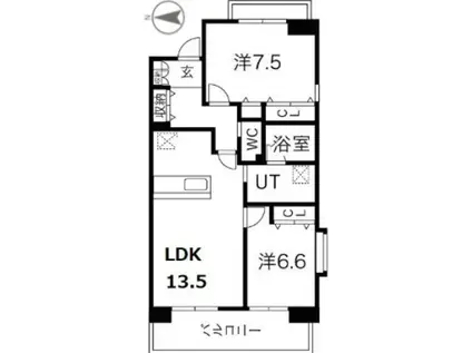 アクティ目黒駅前2棟(2LDK/4階)の間取り写真