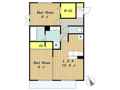 プリマヴェーラ(2LDK/1階)の間取り写真