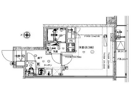 VERONA武蔵関IILUSSO(1K/7階)の間取り写真