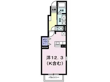 クラール曽比B(ワンルーム/1階)の間取り写真