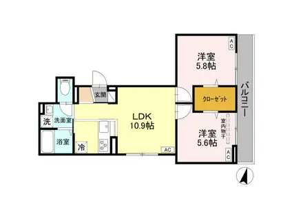 セレスティア上十条(2LDK/2階)の間取り写真