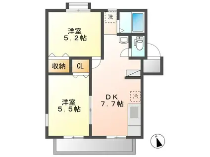 サンライズ森(2DK/1階)の間取り写真