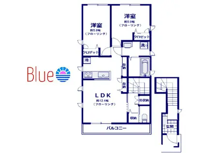 ヴェルデュール エスト(2LDK/2階)の間取り写真