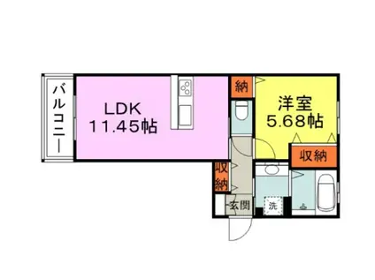 ブレイディア(1LDK/1階)の間取り写真