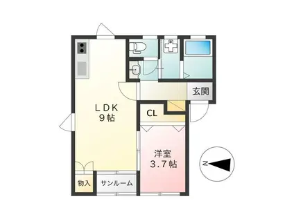 グランビル水島町(1LDK/1階)の間取り写真