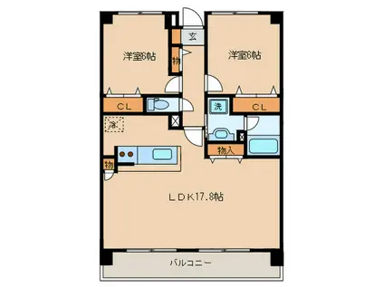 インペリアル大賀I(2LDK/2階)の間取り写真