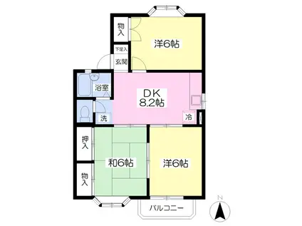 アルファコート花巻A(3DK/1階)の間取り写真