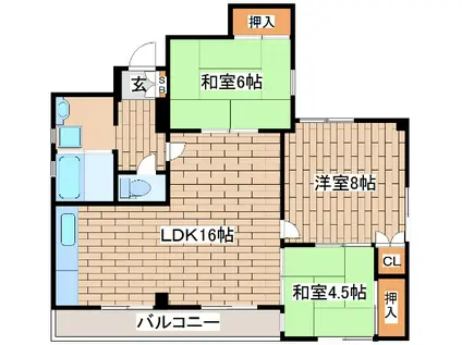エイコー山手プラザ(3LDK/6階)の間取り写真