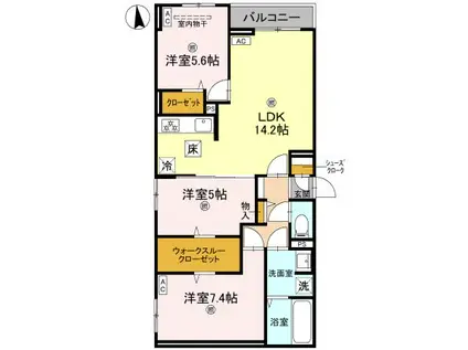 D-ROOM平野町PJ(3LDK/1階)の間取り写真
