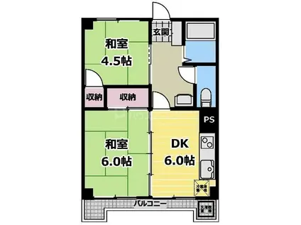 コーポ梅沢(2DK/2階)の間取り写真