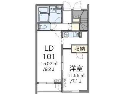 クレイノARINOII(1LDK/1階)の間取り写真
