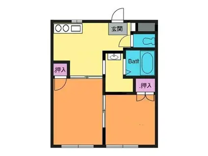 みどりハイツ(2DK/2階)の間取り写真