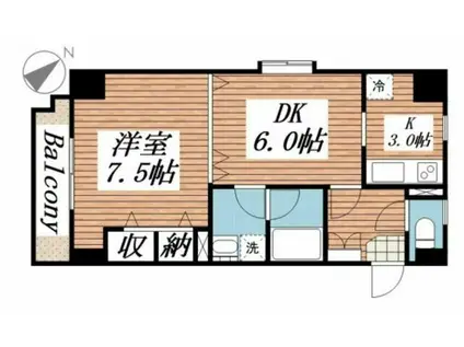 サンアーバン目黒(1DK/7階)の間取り写真