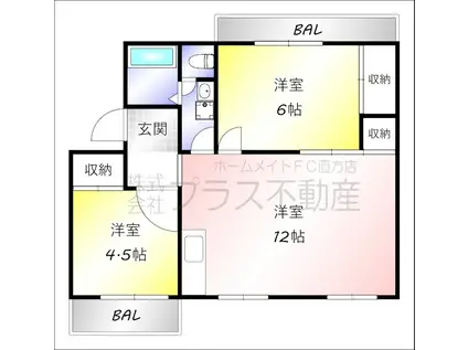 リバーハイツ(2LDK/1階)の間取り写真