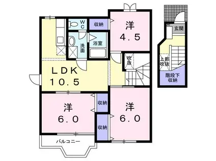ニュークレスト-ルA(3LDK/2階)の間取り写真