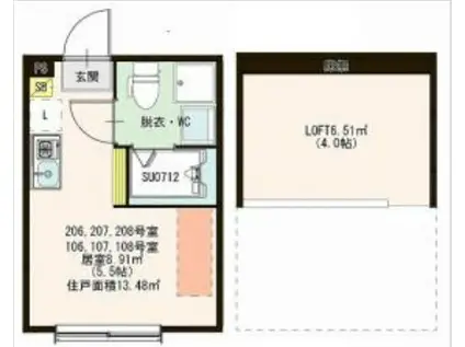 ハーモニーテラス練馬II(ワンルーム/2階)の間取り写真