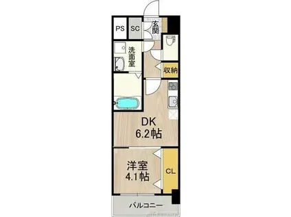 スプランディッド新大阪イースト(1DK/3階)の間取り写真