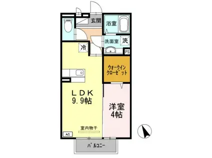 クレスト玉手(1LDK/1階)の間取り写真