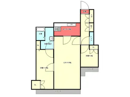 三旺マンション第2新栄(2LDK/11階)の間取り写真