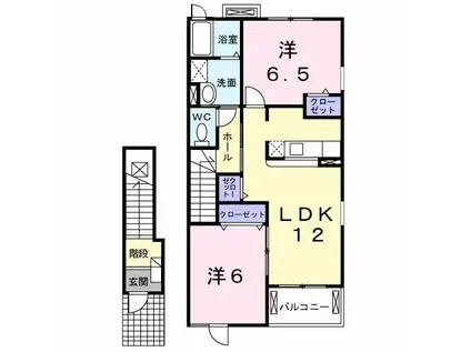 パピロン(2LDK/2階)の間取り写真