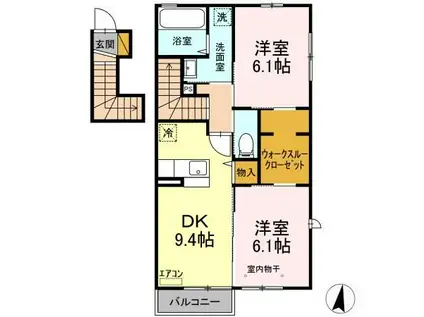 ポテンティア(2DK/2階)の間取り写真
