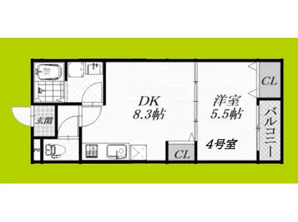 菊水通マンション(1LDK/2階)の間取り写真