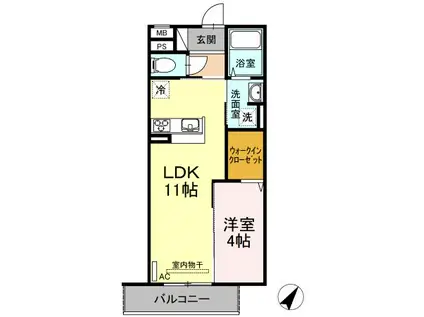 ユナイテッド スクエア(1LDK/2階)の間取り写真