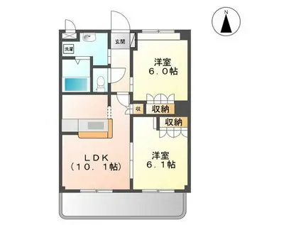 ベルファミーユ1(2LDK/2階)の間取り写真