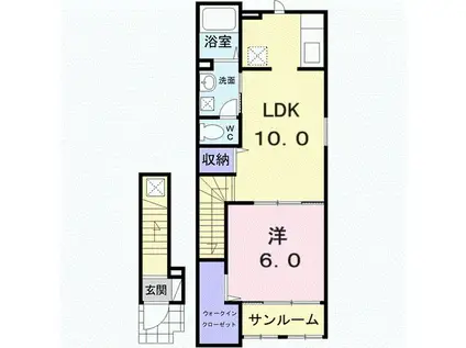 ラシュレ(1LDK/2階)の間取り写真