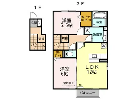 フォレストA(2LDK/2階)の間取り写真