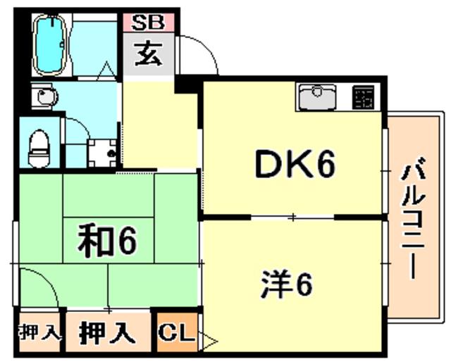 メゾンヴィオレット(2DK/1階)の間取り写真