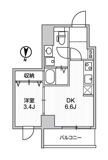 LUNIQ亀戸(1DK/7階)の間取り写真