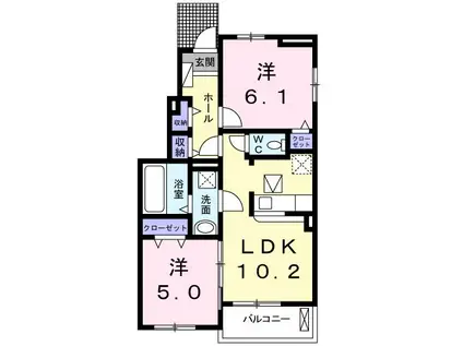 ウィステリア・K(2LDK/1階)の間取り写真
