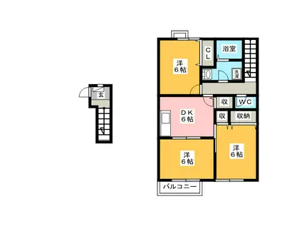 ソレアード A(3DK/2階)の間取り写真