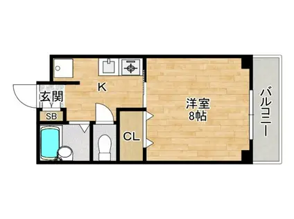 エスポワール西緑丘(1K/2階)の間取り写真